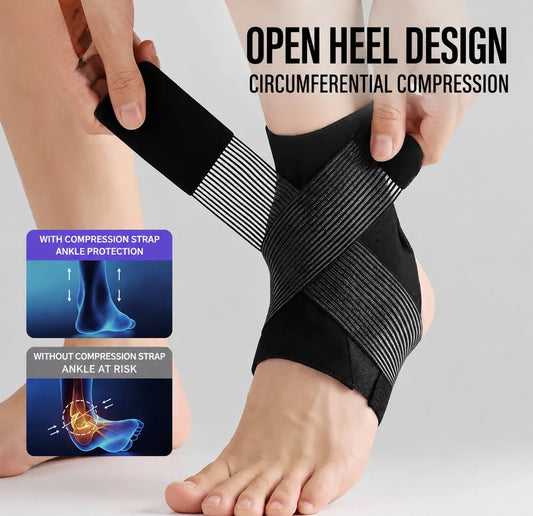 Ultra-Thin Adjustable Ankle Brace with Compression Straps