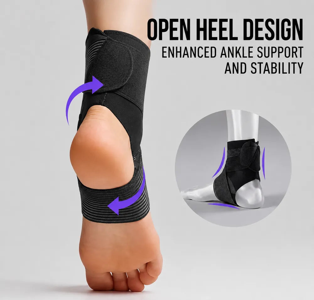 Ultra-Thin Adjustable Ankle Brace with Compression Straps